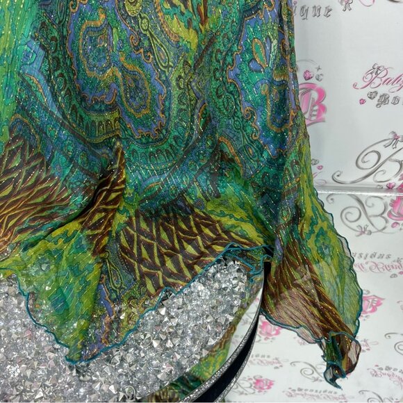 Cache dress long halter tie up beaded tassle Green and Brown Backless Dress - Picture 11 of 15